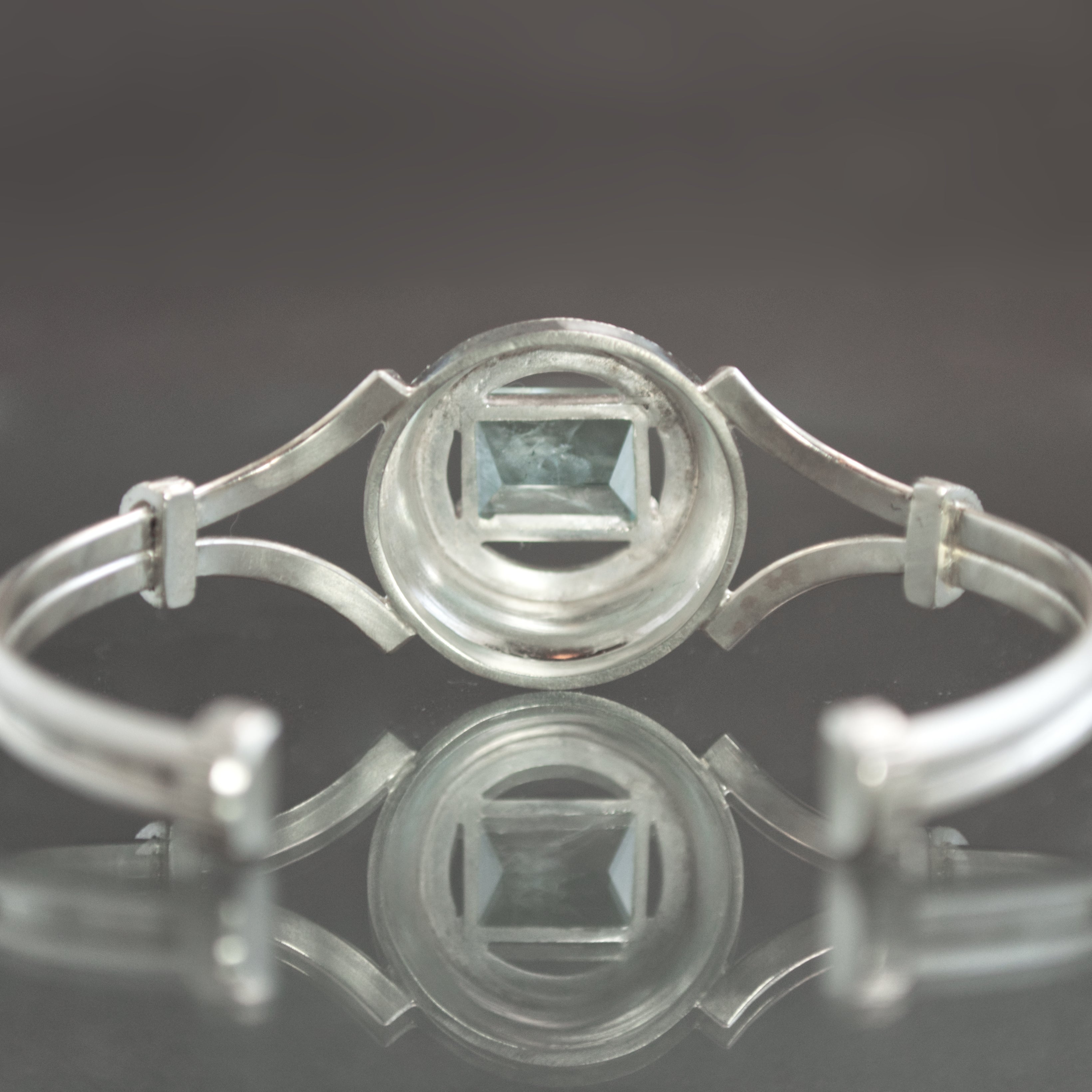 Aquamarine Retro Regency Cuff Bracelet