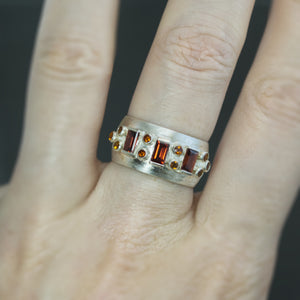 Garnet and Citrine Autumnal Band - Size 8.25
