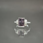 Purple Tourmaline Retro Tank Ring - Size 7.5