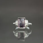 Purple Tourmaline Retro Tank Ring - Size 7.5