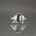Purple Tourmaline Retro Tank Ring - Size 7.5