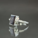 Purple Tourmaline Retro Tank Ring - Size 7.5