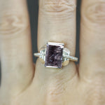 Purple Tourmaline Retro Tank Ring - Size 7.5