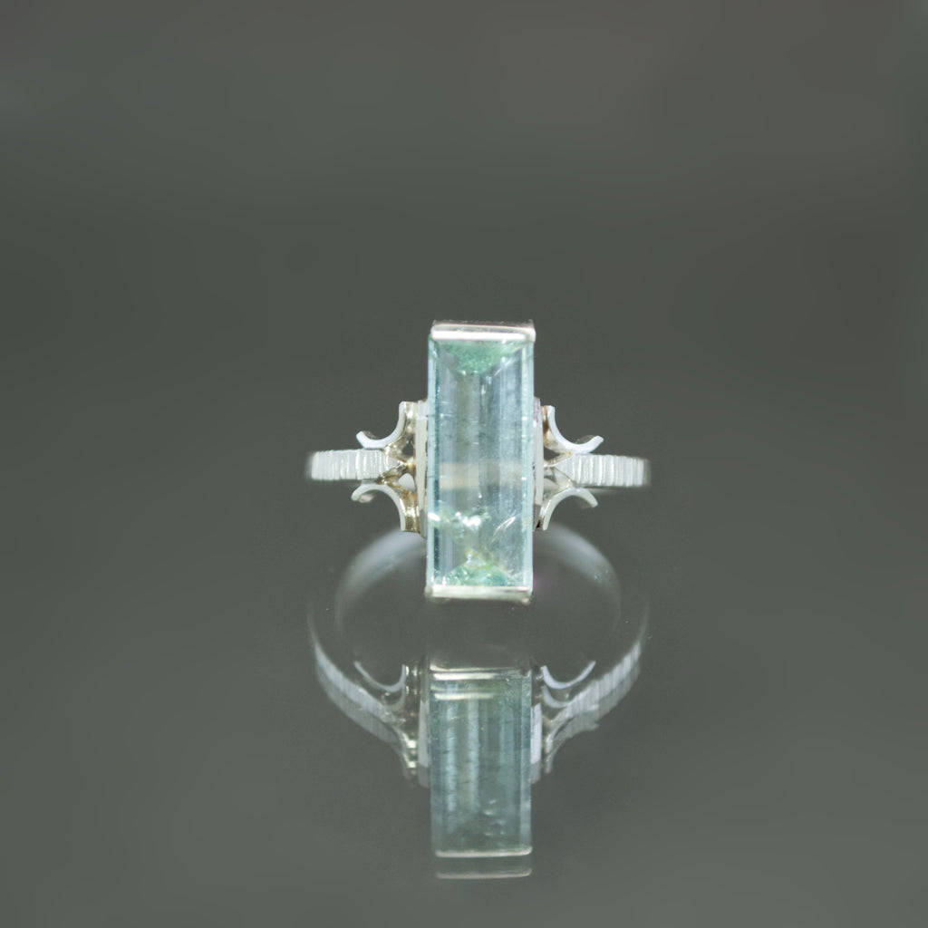 Aquamarine Bracket Ring - Size 7.75