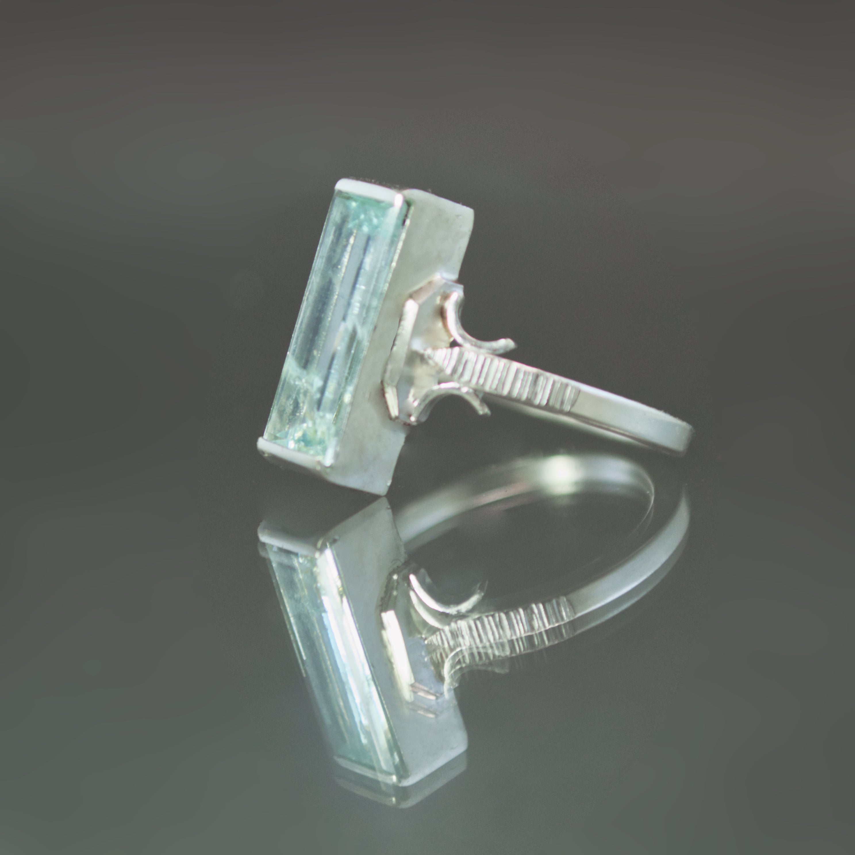 Aquamarine Bracket Ring - Size 7.75