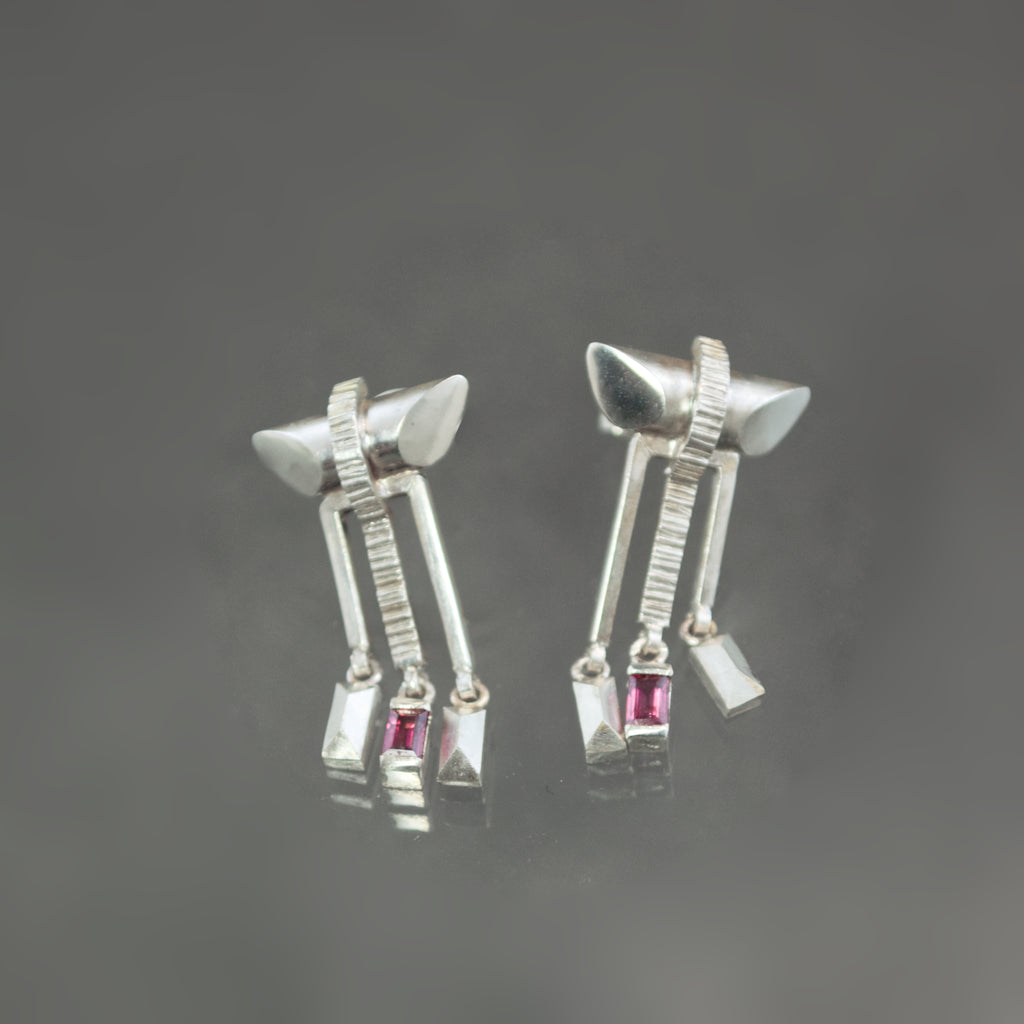 Pink Sapphire Pagoda Earrings