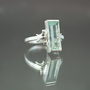 Aquamarine Bracket Ring - Size 7.75