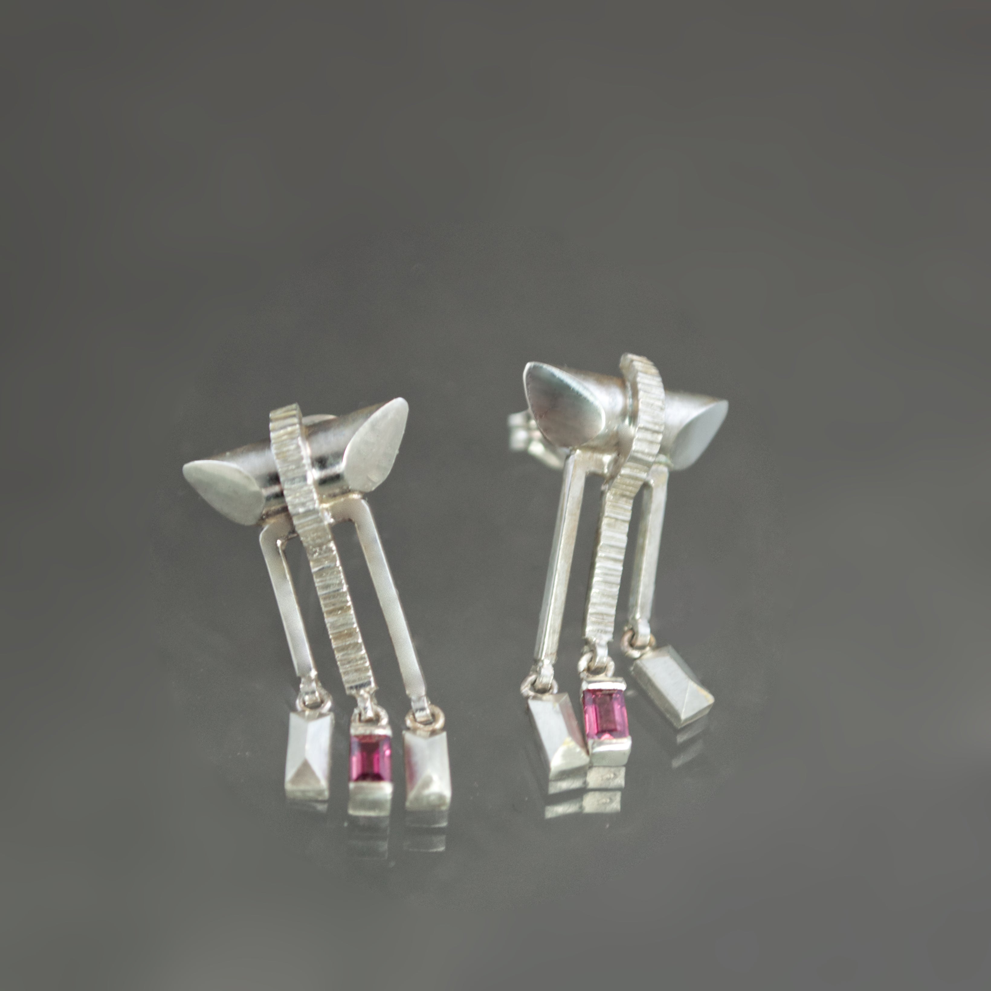 Pink Sapphire Pagoda Earrings