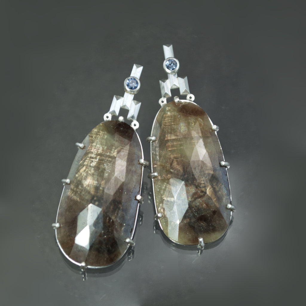 Rose Cut Sapphire Culet Earrings