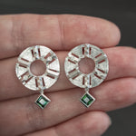 Green Tourmaline Culet Cirque Earrings in Sterling Silver