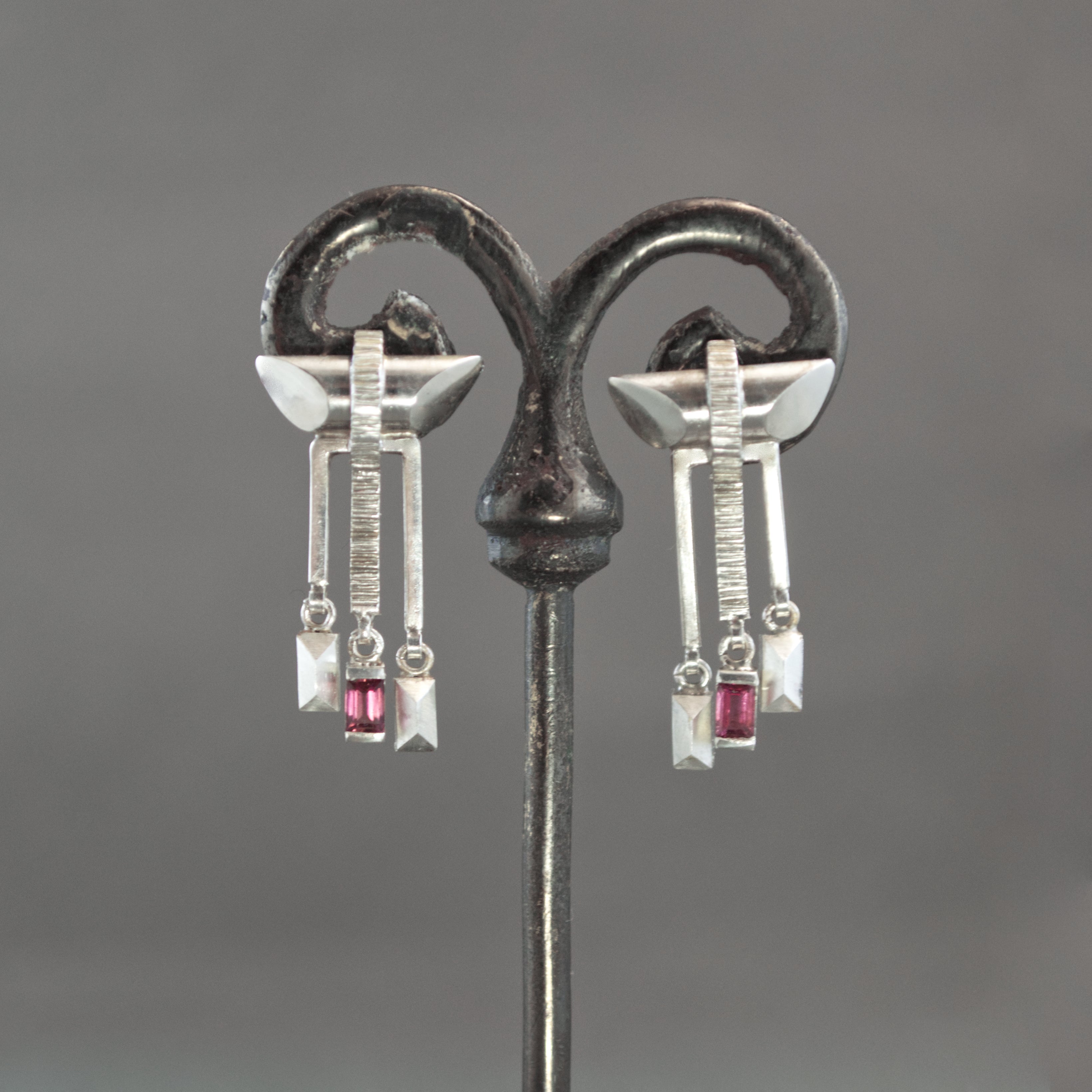 Pink Sapphire Pagoda Earrings
