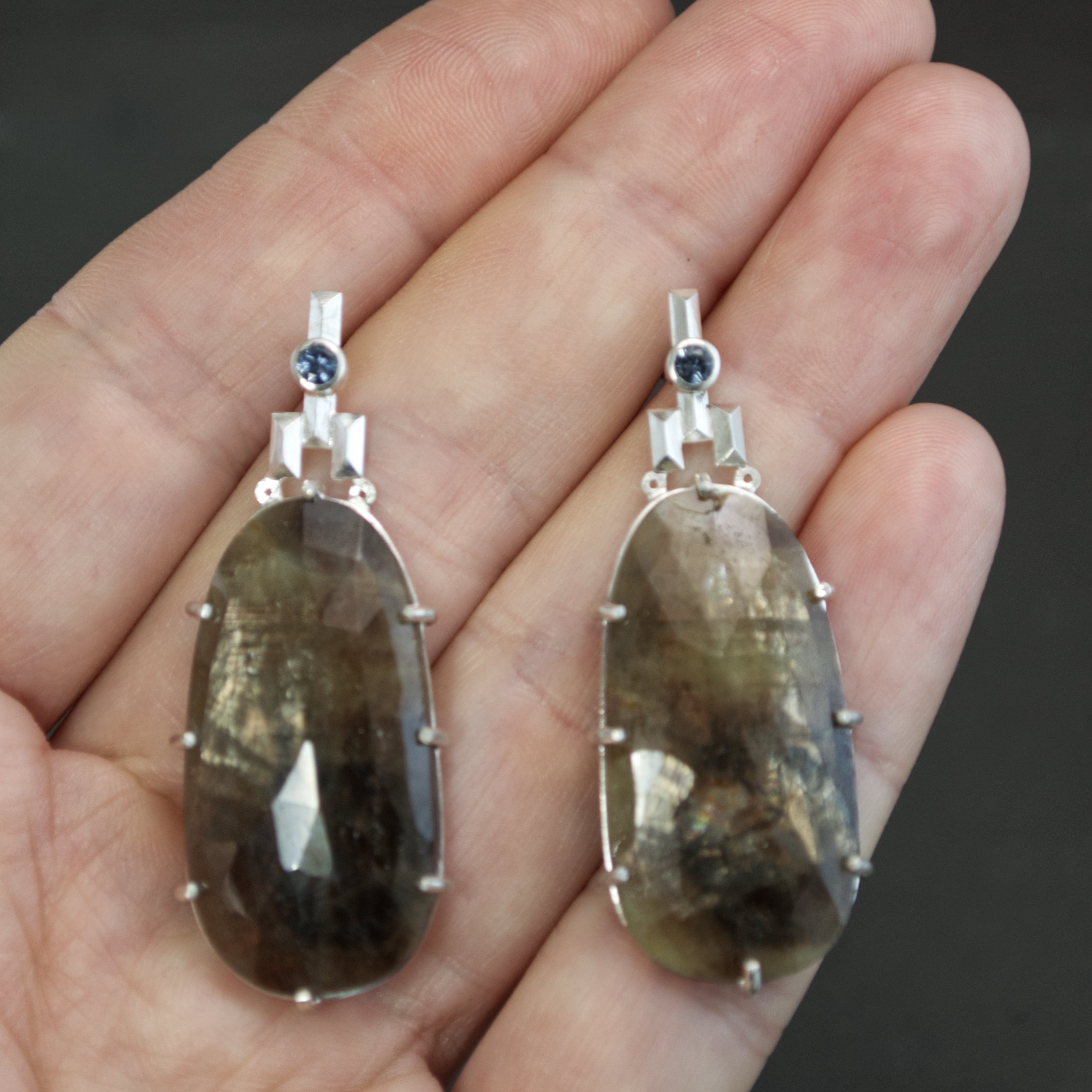 Rose Cut Sapphire Culet Earrings