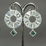 Green Tourmaline Culet Cirque Earrings in Sterling Silver