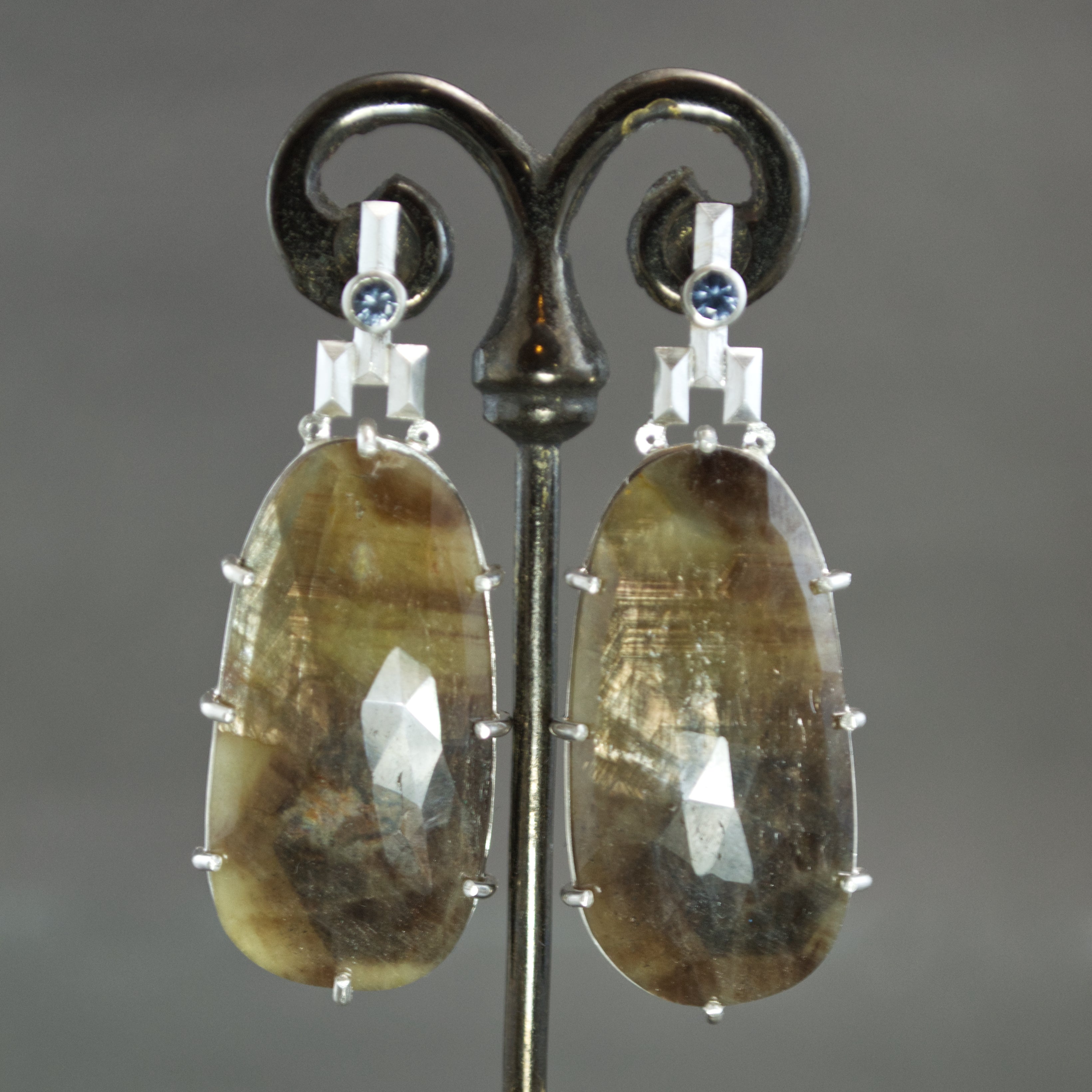 Rose Cut Sapphire Culet Earrings