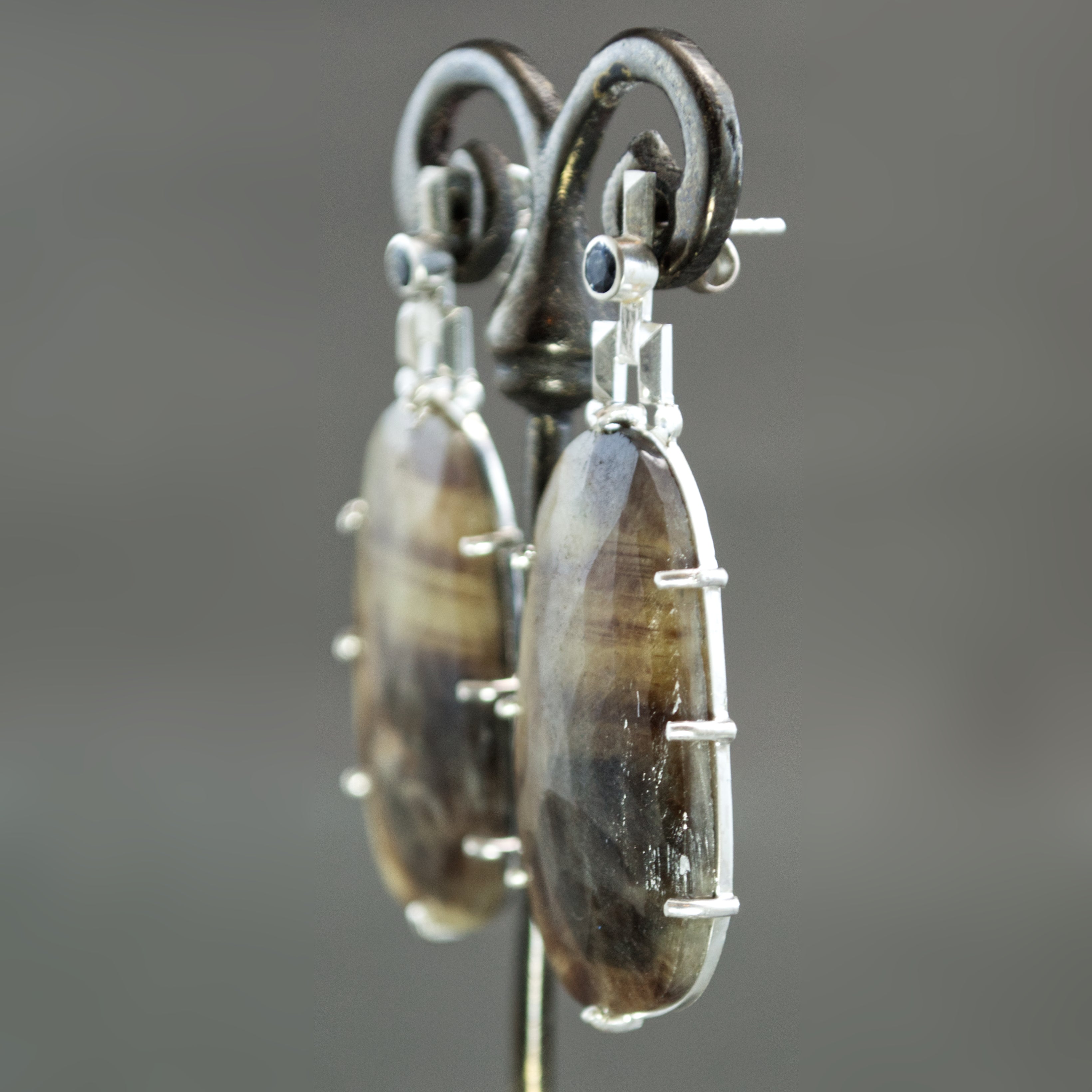 Rose Cut Sapphire Culet Earrings