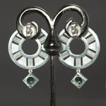 Green Tourmaline Culet Cirque Earrings in Sterling Silver