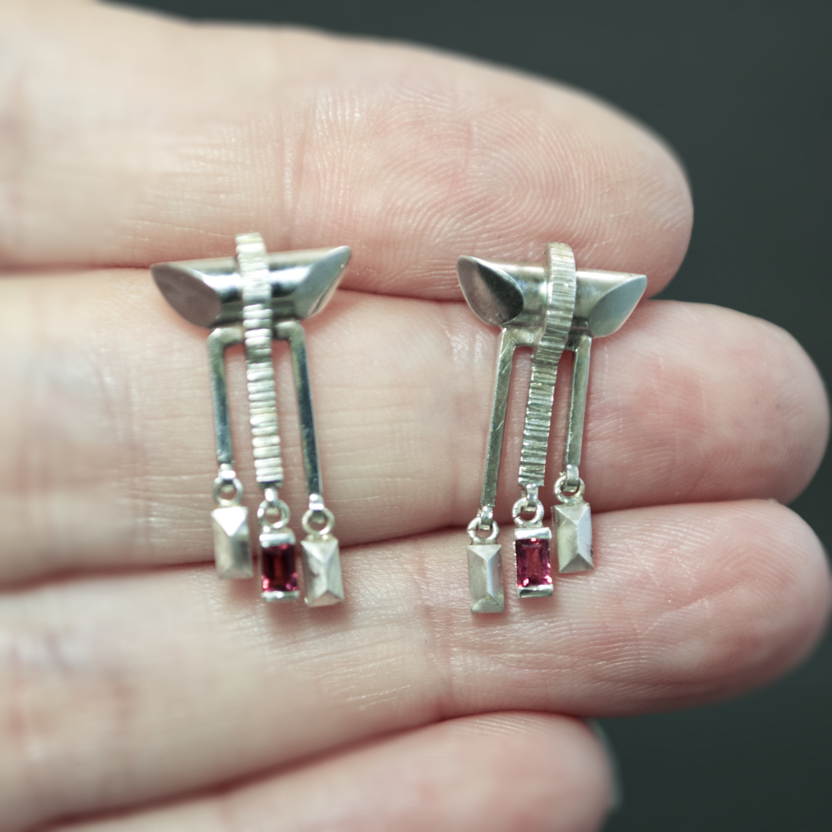 Pink Sapphire Pagoda Earrings