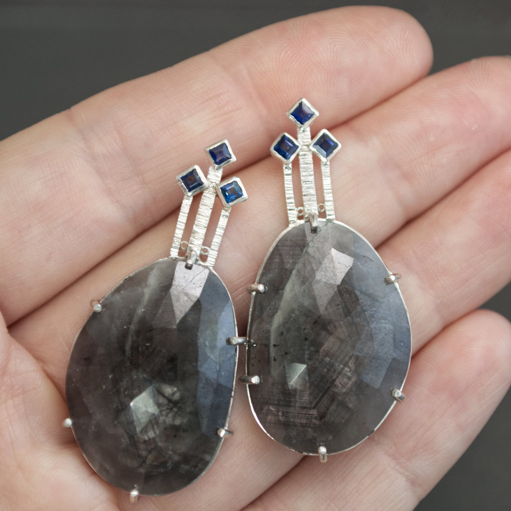 Rosecut Sapphire Statement Earrings