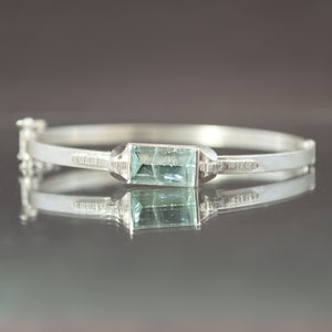 Aquamatine Retro Tank Hinged Bangle