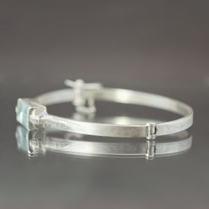 Aquamatine Retro Tank Hinged Bangle