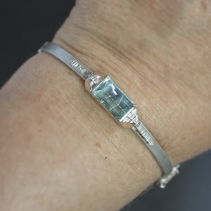 Aquamatine Retro Tank Hinged Bangle