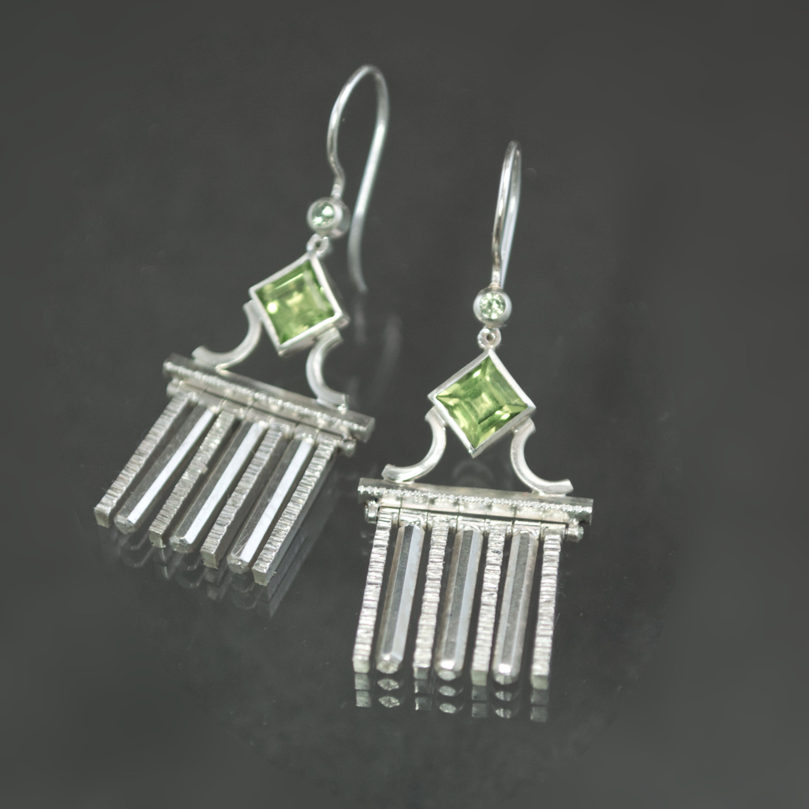 Peridot and Mint Sapphire Neoclassical Fringe Earrings
