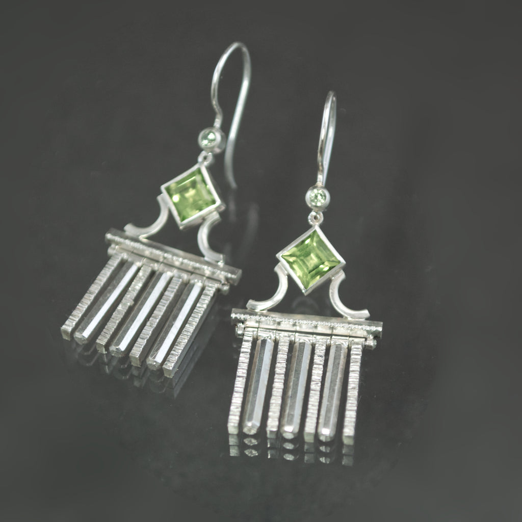Peridot and Mint Sapphire Neoclassical Fringe Earrings