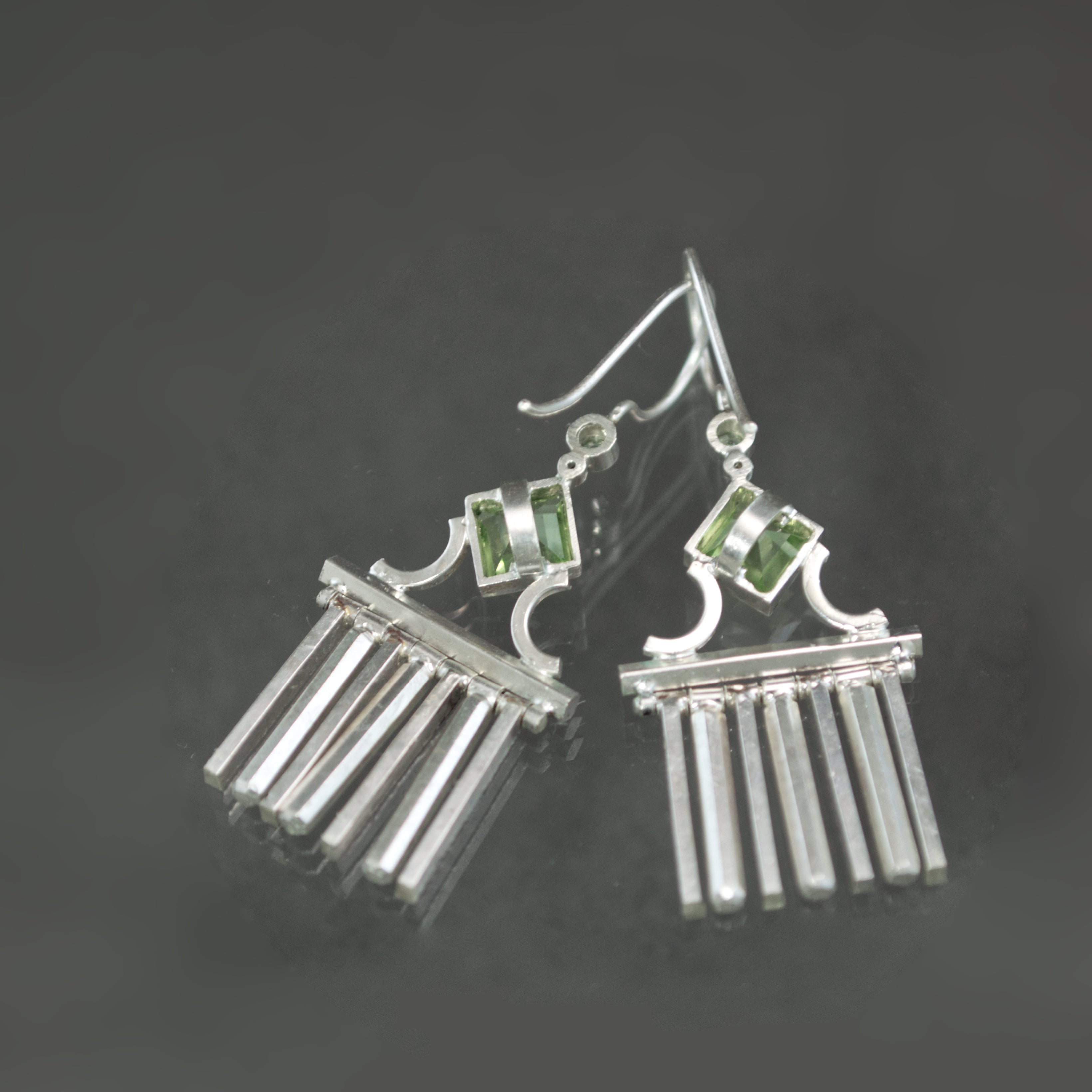 Peridot and Mint Sapphire Neoclassical Fringe Earrings