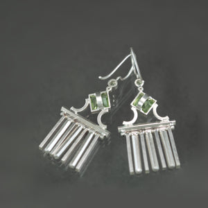 Peridot and Mint Sapphire Neoclassical Fringe Earrings