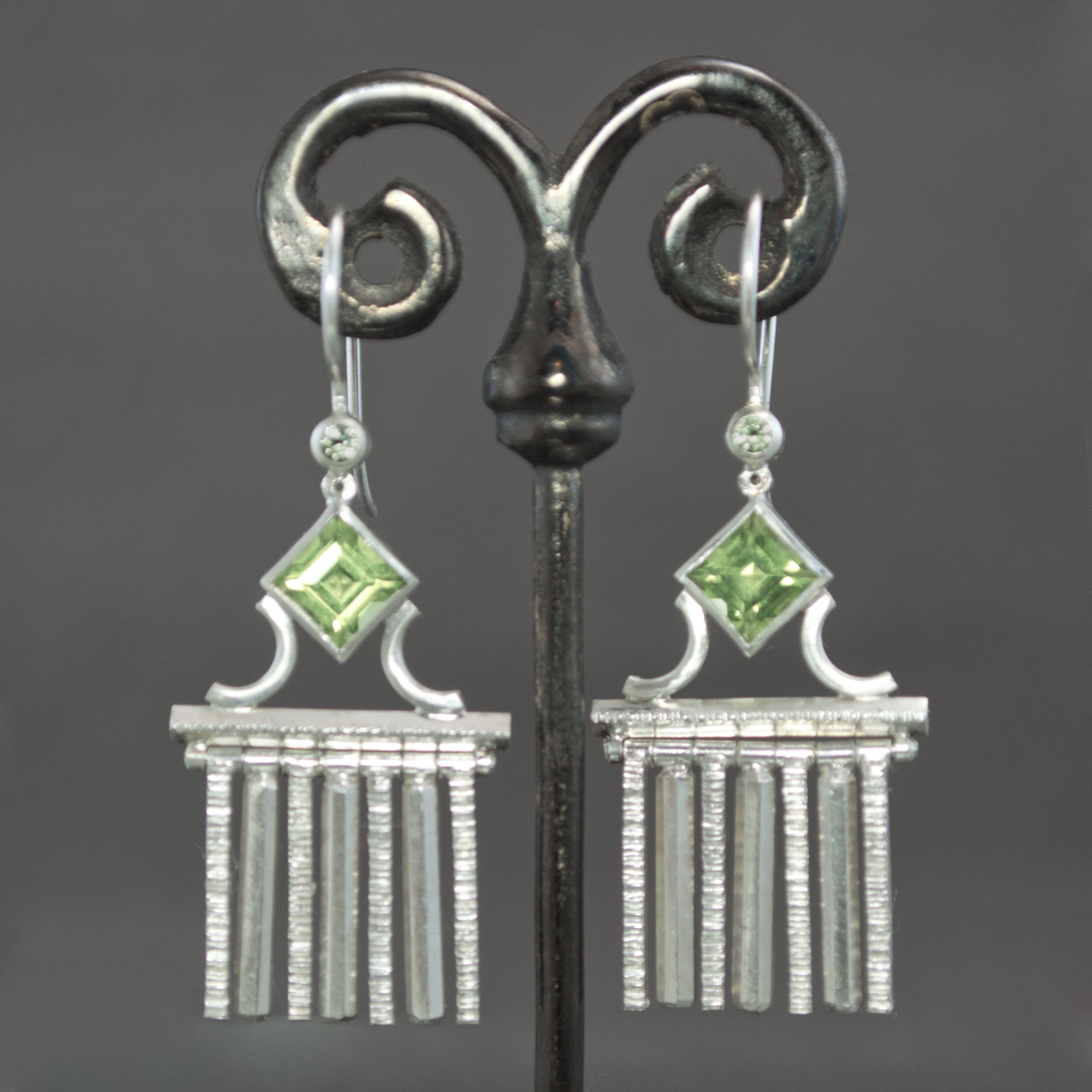 Peridot and Mint Sapphire Neoclassical Fringe Earrings