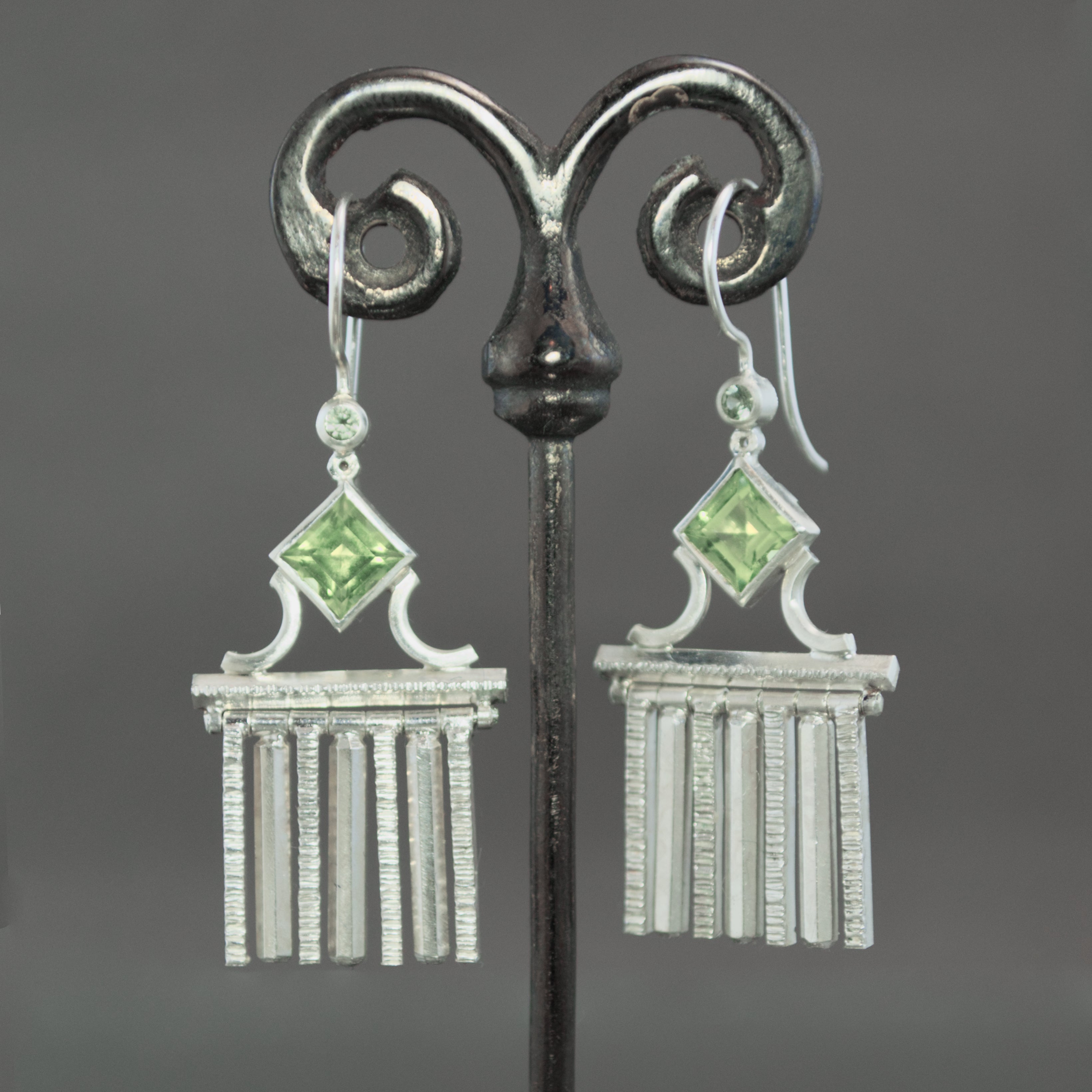 Peridot and Mint Sapphire Neoclassical Fringe Earrings