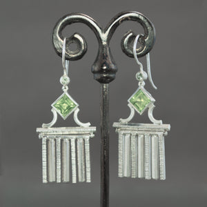 Peridot and Mint Sapphire Neoclassical Fringe Earrings
