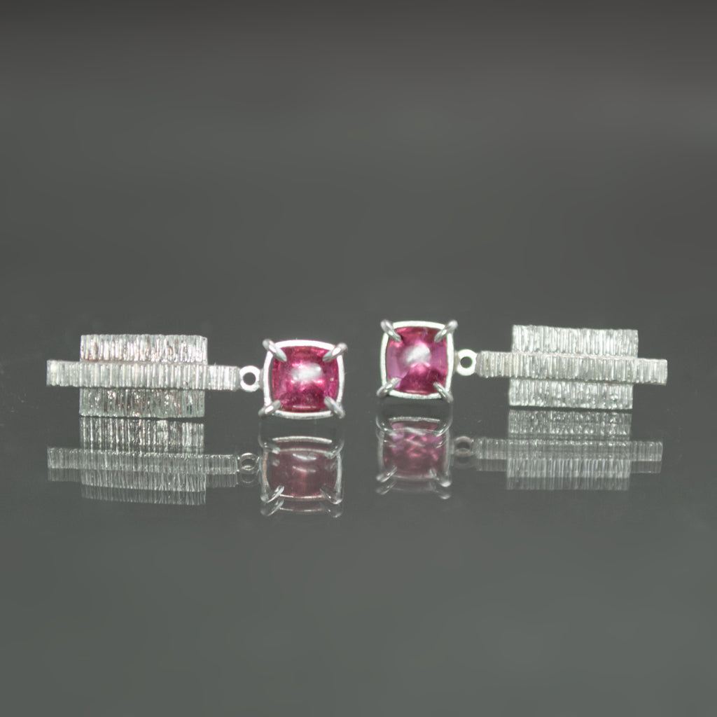 Pink Tourmaline Coined Earrings