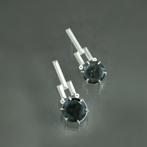 Indicolite Tourmaline Slice Earrings