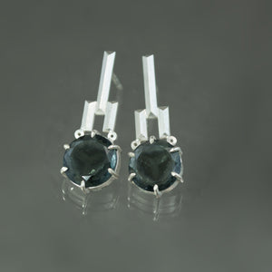 Indicolite Tourmaline Slice Earrings