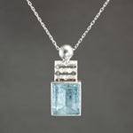 Aquamarine Culet Screen Pendant in Sterling Silver
