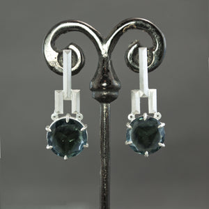 Indicolite Tourmaline Slice Earrings