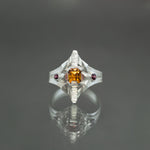 Spessartine and Sapphire Ring - Size 6.5