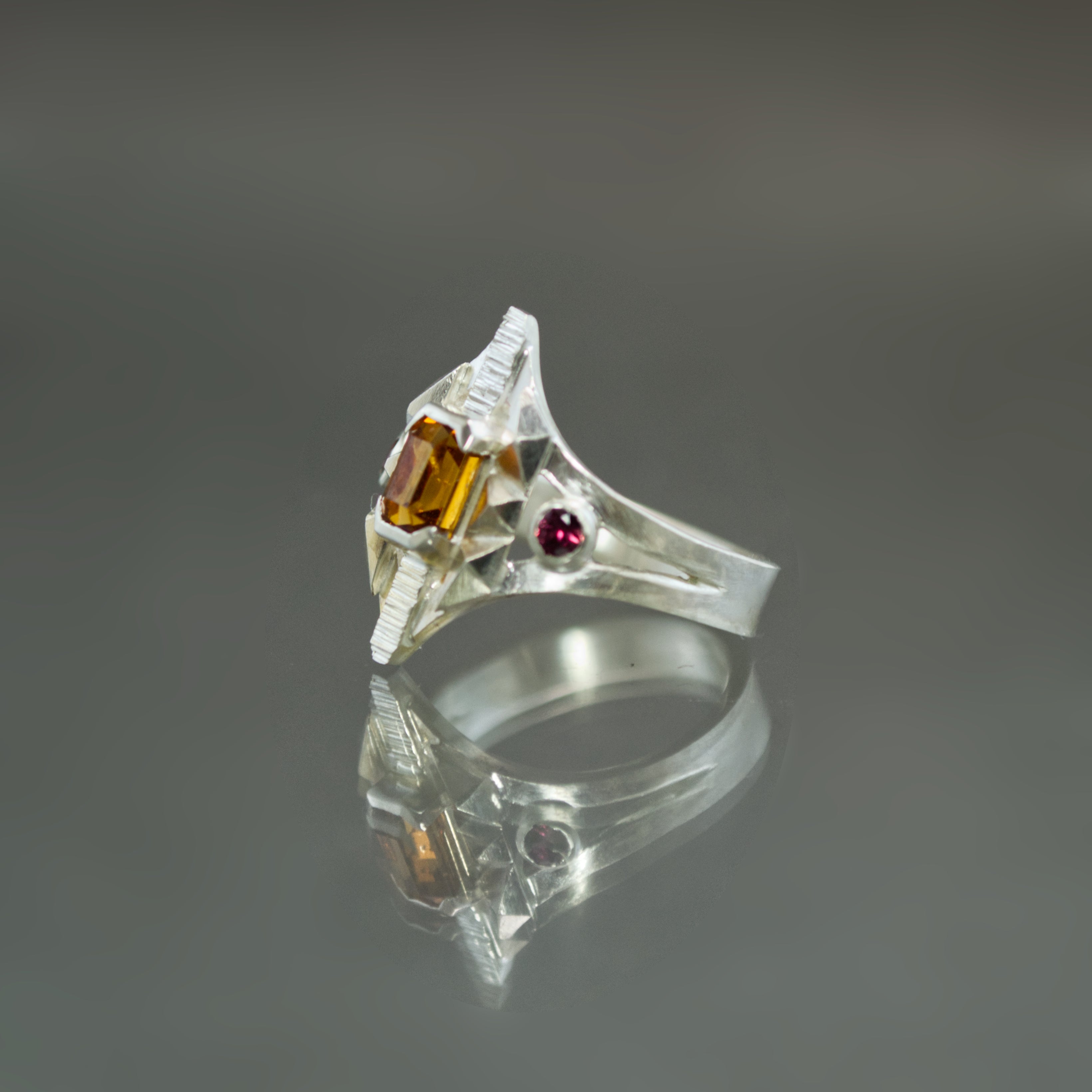 Spessartine and Sapphire Ring - Size 6.5
