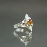 Spessartine and Sapphire Ring - Size 6.5