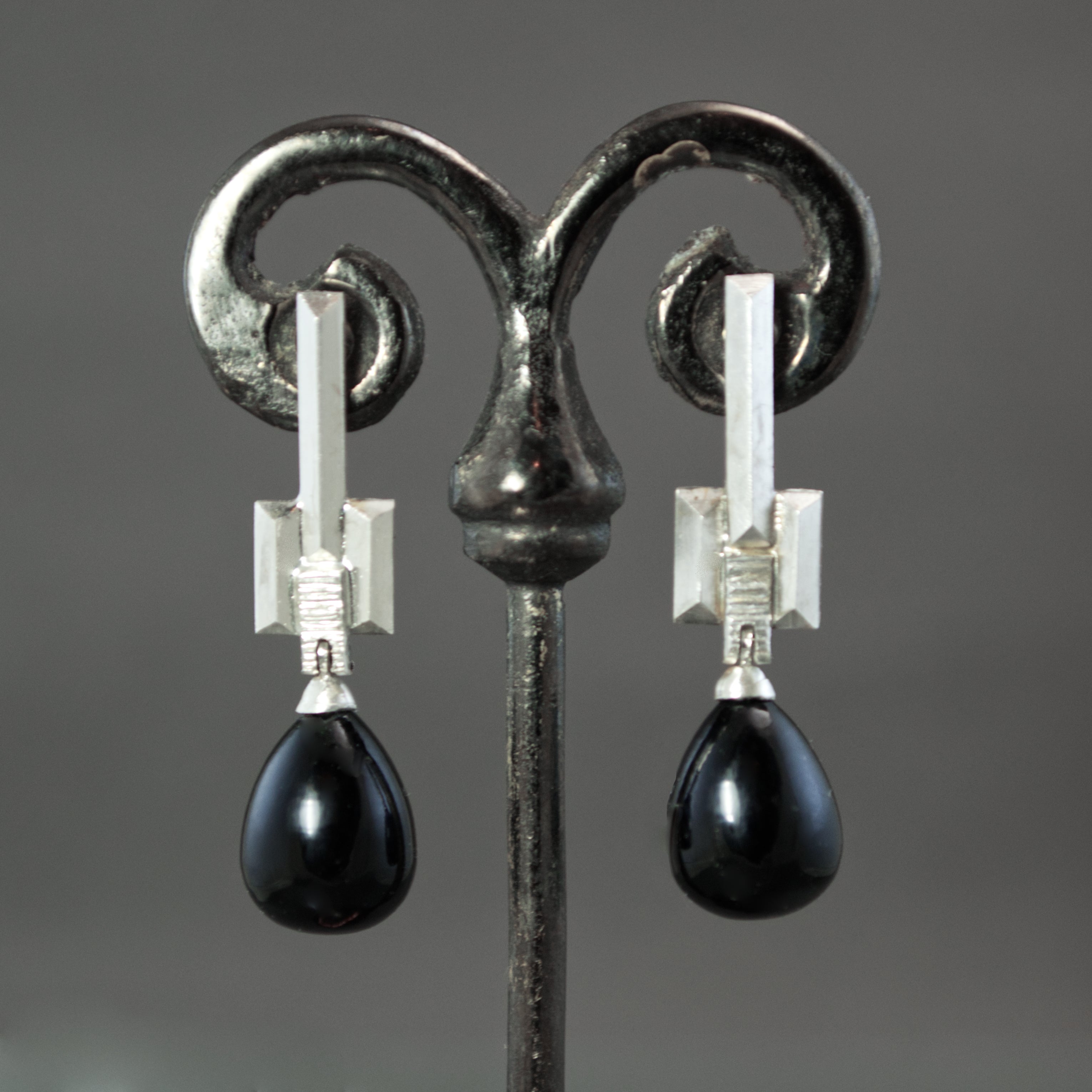 Onyx Drop Culet Earrings