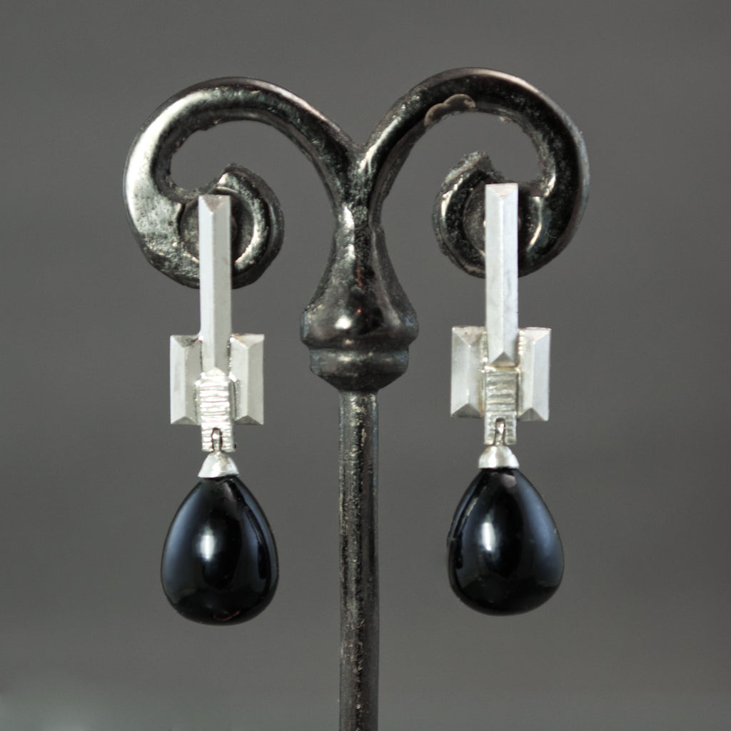 Onyx Drop Culet Earrings