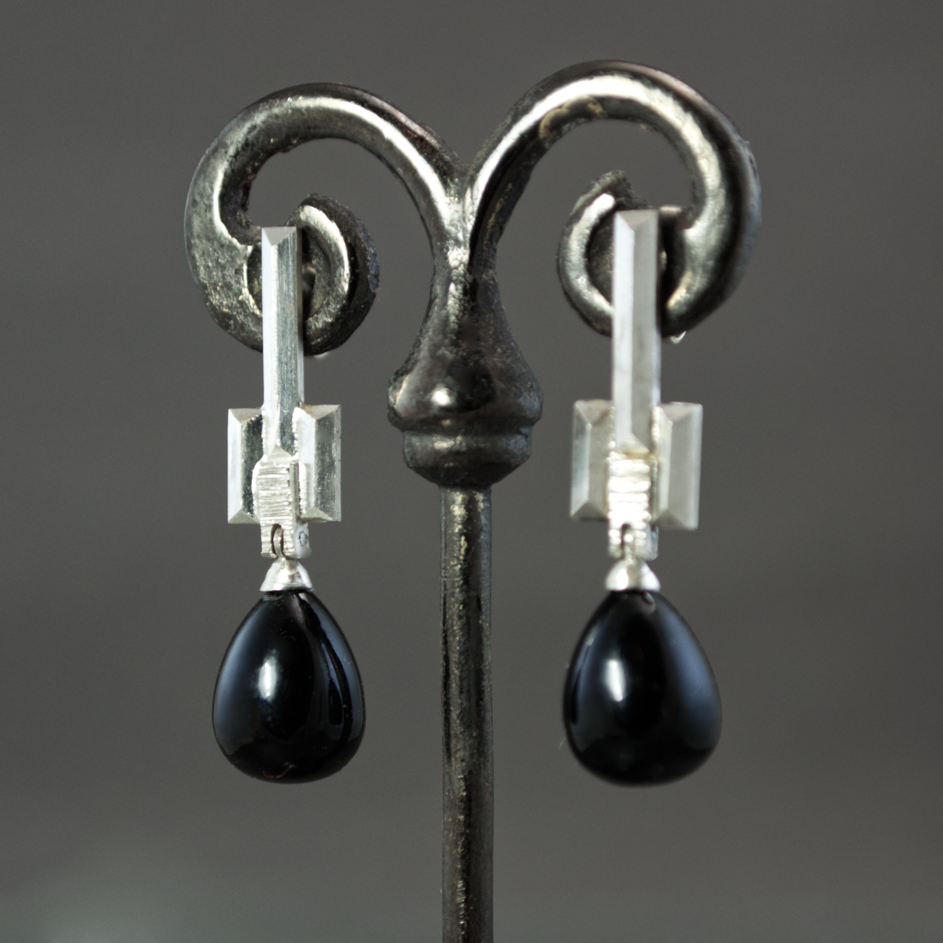 Onyx Drop Culet Earrings
