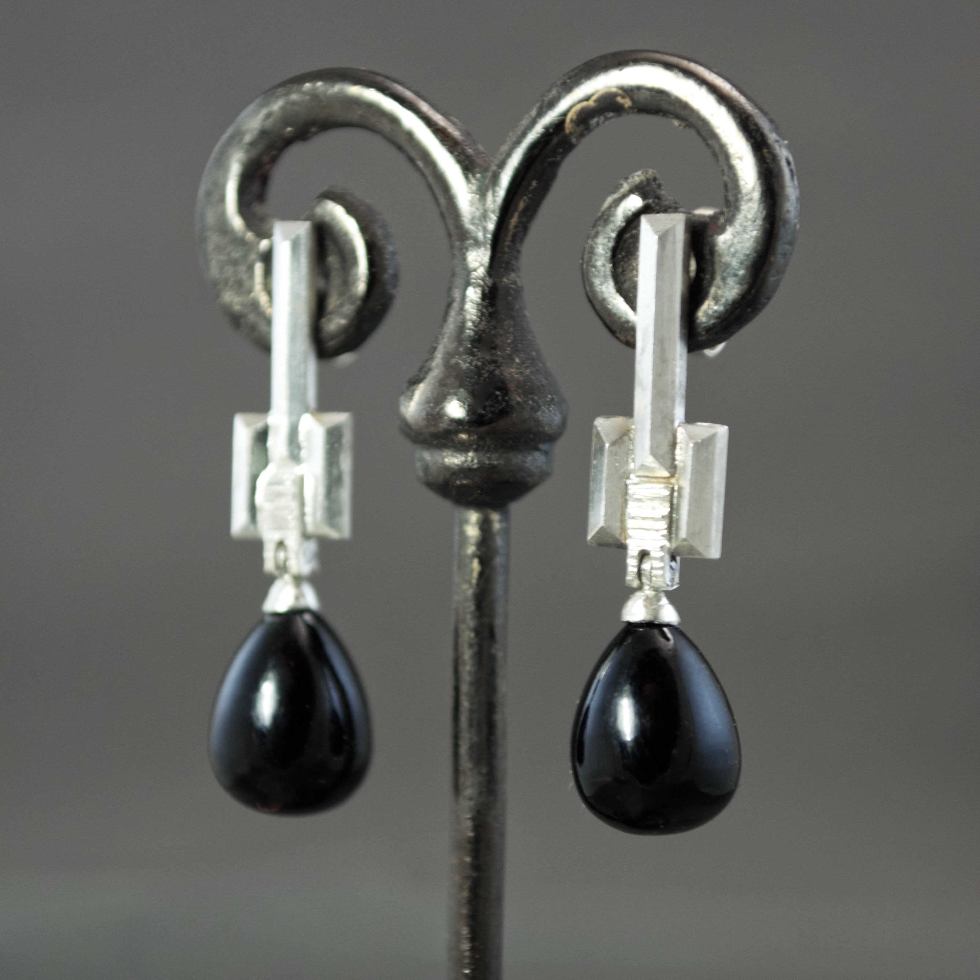 Onyx Drop Culet Earrings