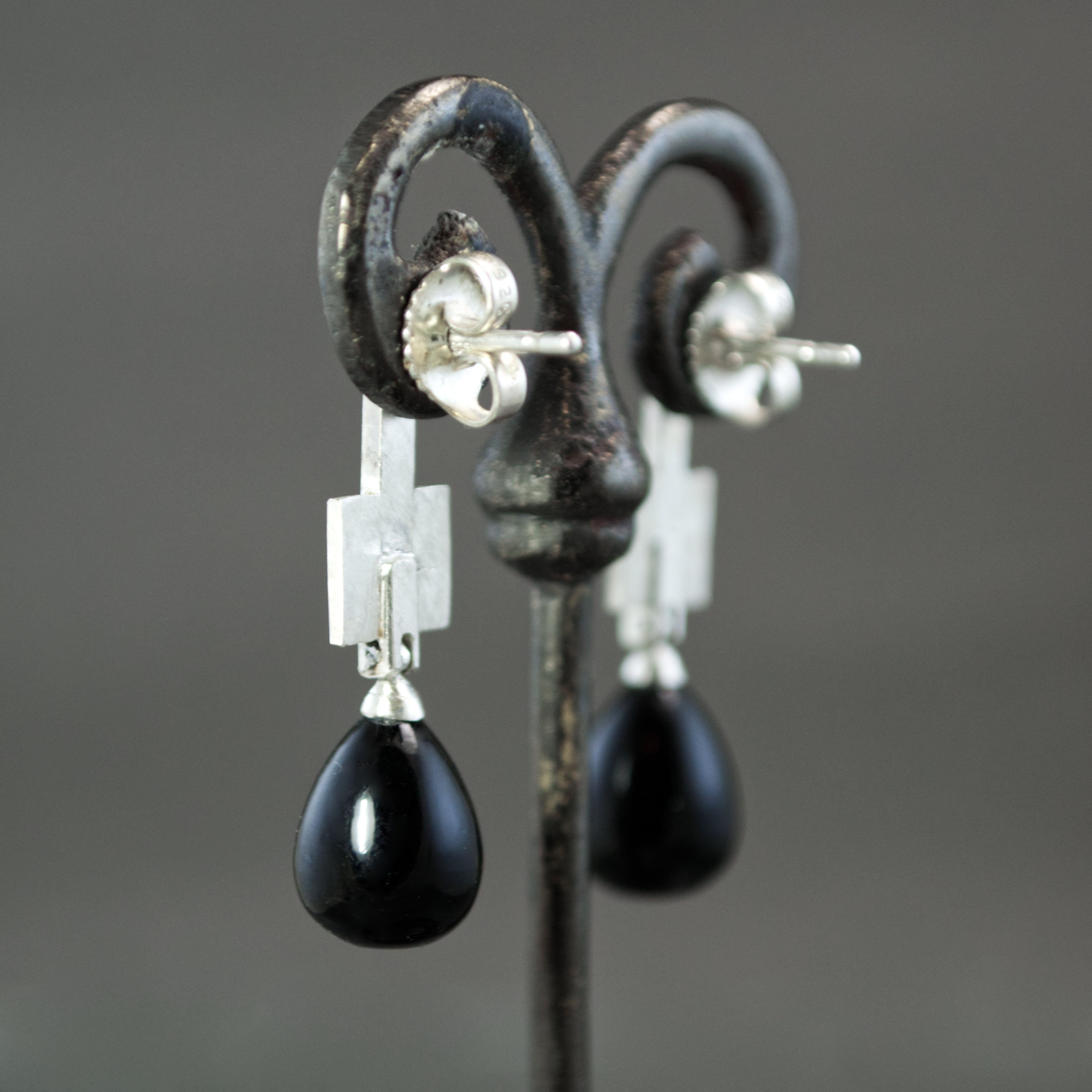 Onyx Drop Culet Earrings