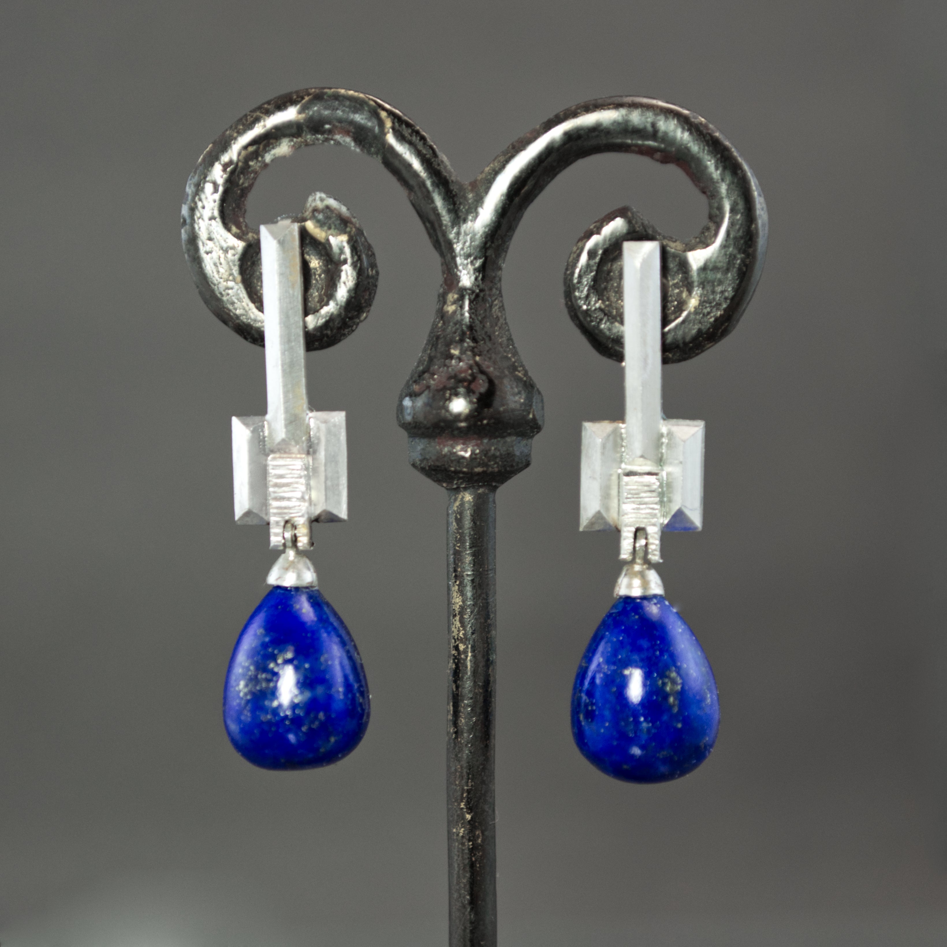 Lapis Drop Culet Earrings