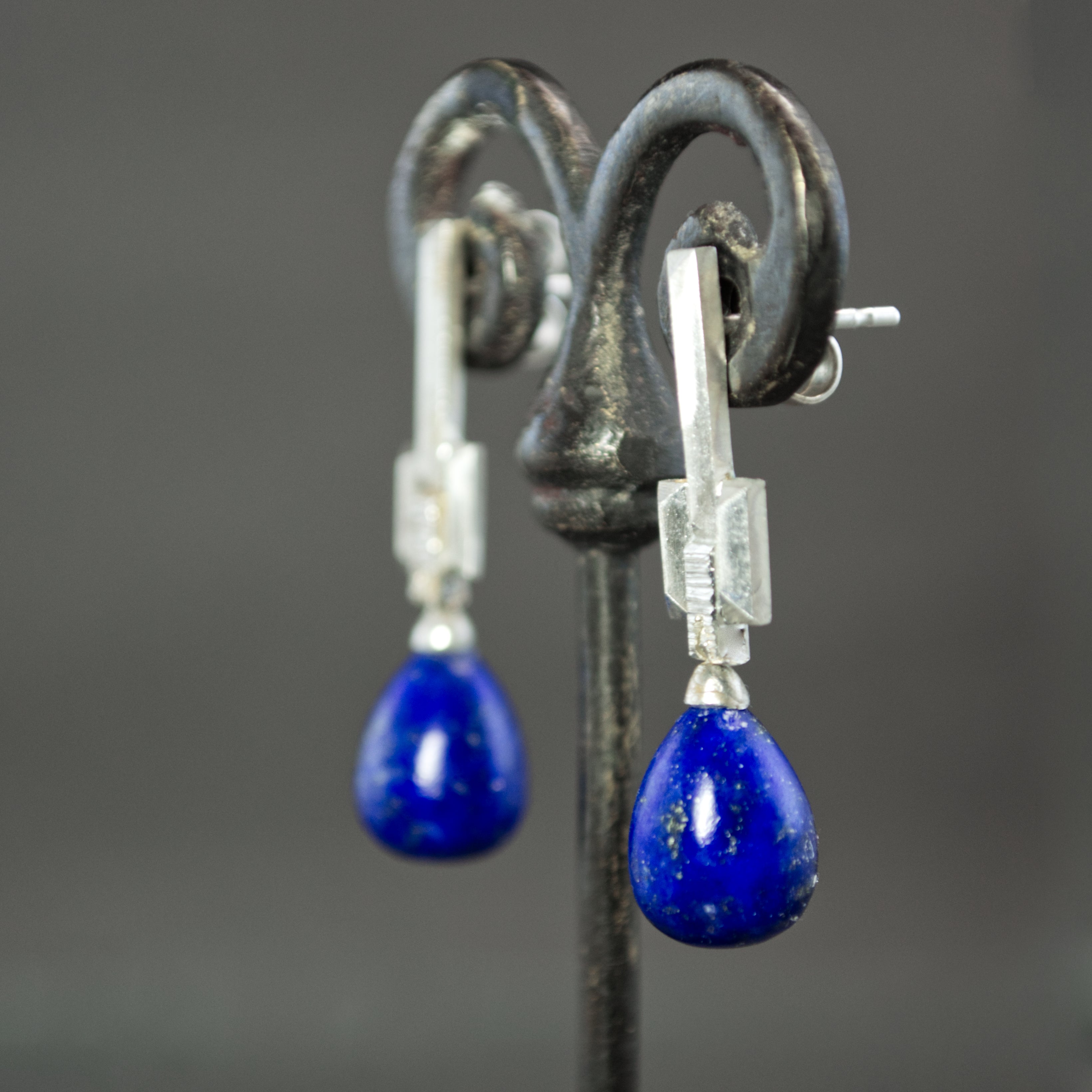 Lapis Drop Culet Earrings