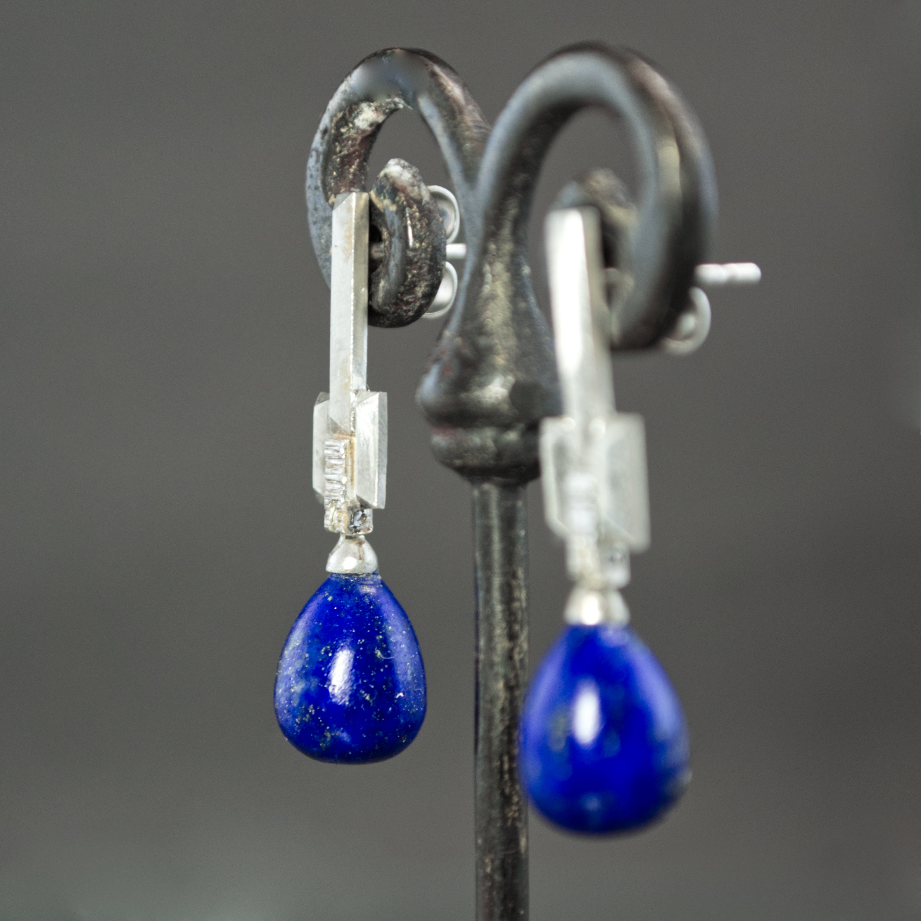Lapis Drop Culet Earrings