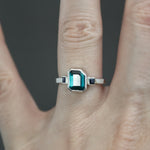 Teal Tourmaline and Sapphire Coined Ring - Size 7