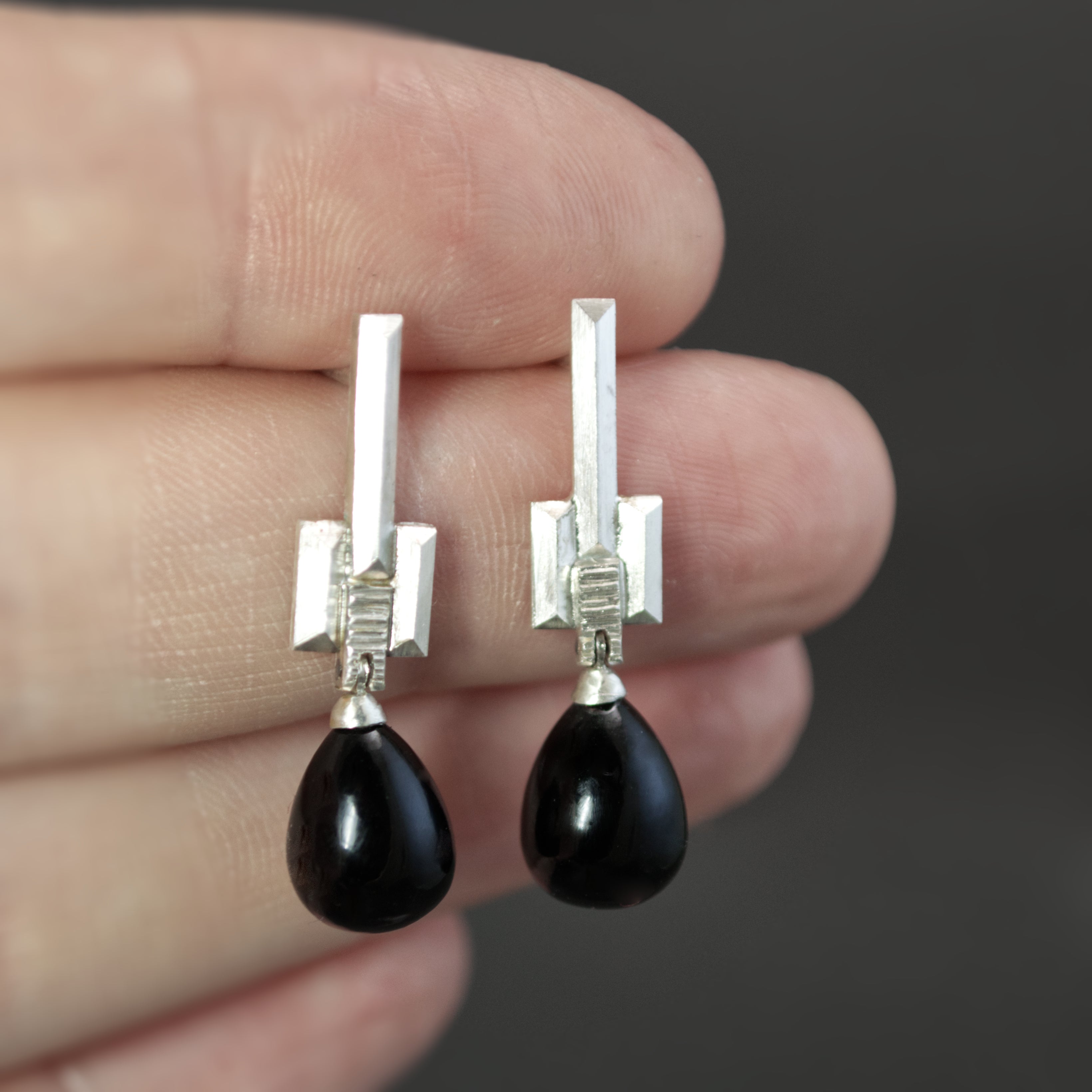 Onyx Drop Culet Earrings